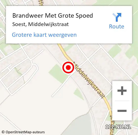 Locatie op kaart van de 112 melding: Brandweer Met Grote Spoed Naar Soest, Middelwijkstraat op 2 december 2023 10:20