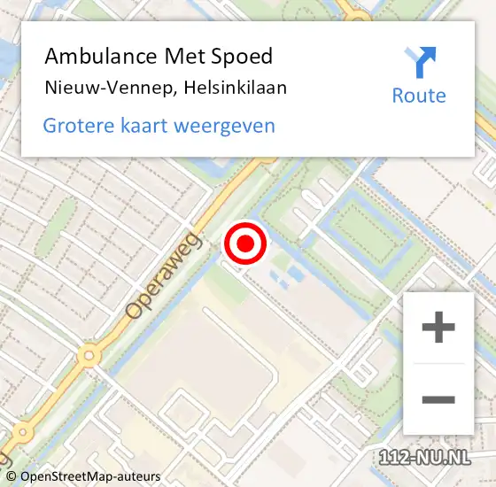 Locatie op kaart van de 112 melding: Ambulance Met Spoed Naar Nieuw-Vennep, Helsinkilaan op 2 december 2023 10:21