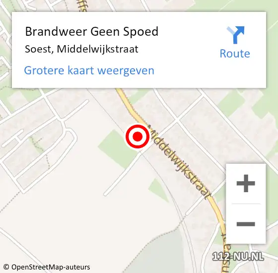 Locatie op kaart van de 112 melding: Brandweer Geen Spoed Naar Soest, Middelwijkstraat op 2 december 2023 10:23