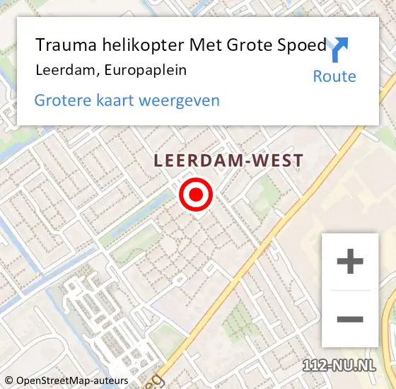 Locatie op kaart van de 112 melding: Trauma helikopter Met Grote Spoed Naar Leerdam, Europaplein op 2 december 2023 10:28