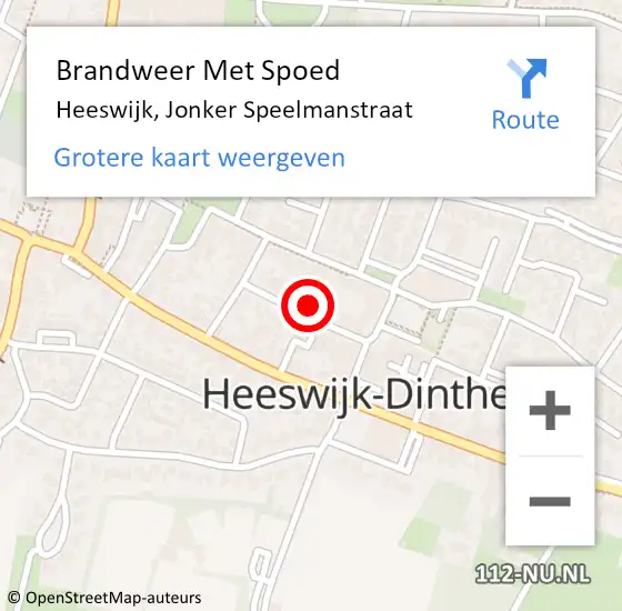 Locatie op kaart van de 112 melding: Brandweer Met Spoed Naar Heeswijk, Jonker Speelmanstraat op 2 december 2023 10:29
