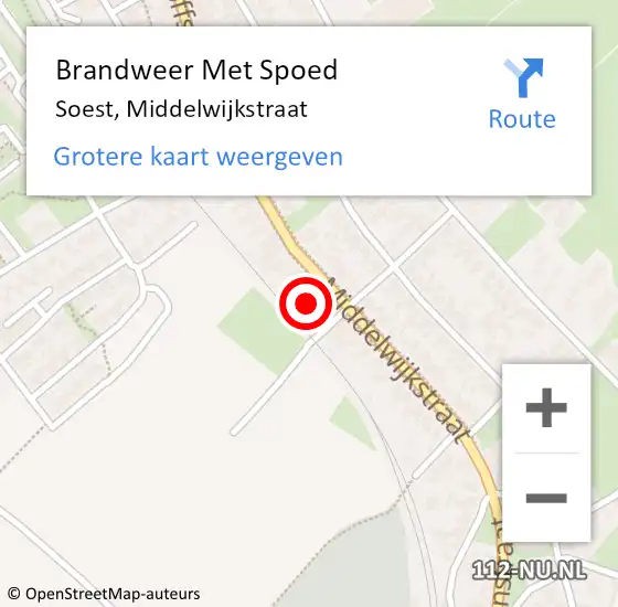 Locatie op kaart van de 112 melding: Brandweer Met Spoed Naar Soest, Middelwijkstraat op 2 december 2023 10:35