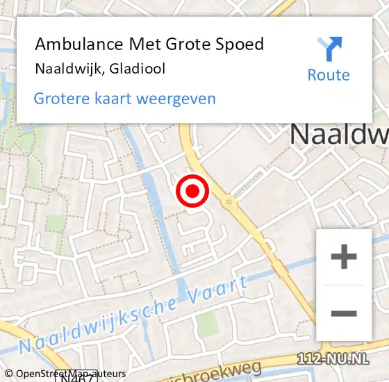 Locatie op kaart van de 112 melding: Ambulance Met Grote Spoed Naar Naaldwijk, Gladiool op 2 december 2023 10:59