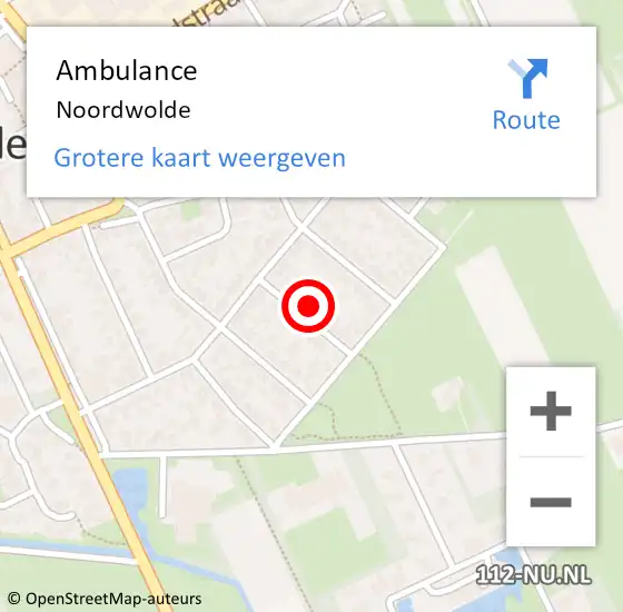 Locatie op kaart van de 112 melding: Ambulance Noordwolde op 2 december 2023 12:23
