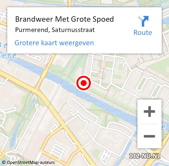 Locatie op kaart van de 112 melding: Brandweer Met Grote Spoed Naar Purmerend, Saturnusstraat op 2 december 2023 12:31