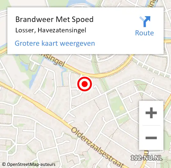 Locatie op kaart van de 112 melding: Brandweer Met Spoed Naar Losser, Havezatensingel op 2 december 2023 13:02