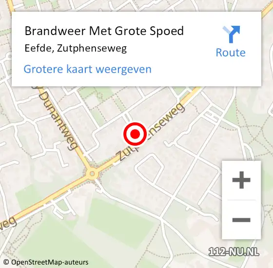 Locatie op kaart van de 112 melding: Brandweer Met Grote Spoed Naar Eefde, Zutphenseweg op 2 december 2023 13:17