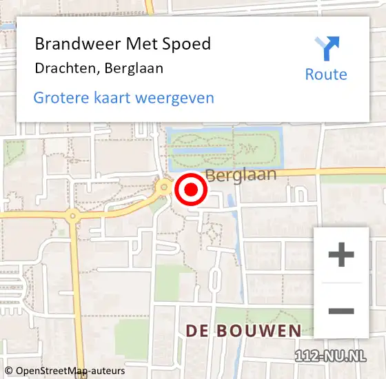 Locatie op kaart van de 112 melding: Brandweer Met Spoed Naar Drachten, Berglaan op 2 december 2023 13:23