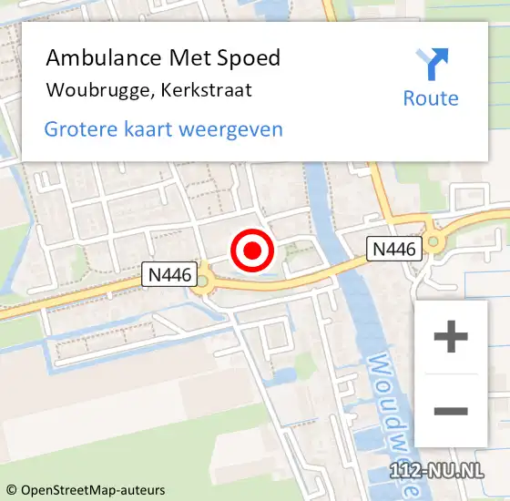 Locatie op kaart van de 112 melding: Ambulance Met Spoed Naar Woubrugge, Kerkstraat op 2 december 2023 13:27