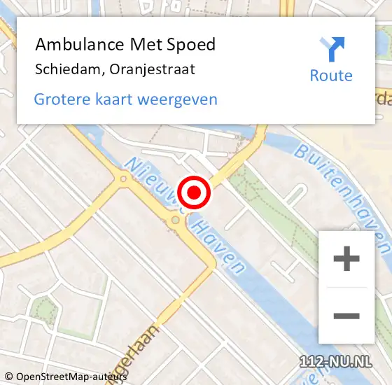 Locatie op kaart van de 112 melding: Ambulance Met Spoed Naar Schiedam, Oranjestraat op 2 december 2023 13:29