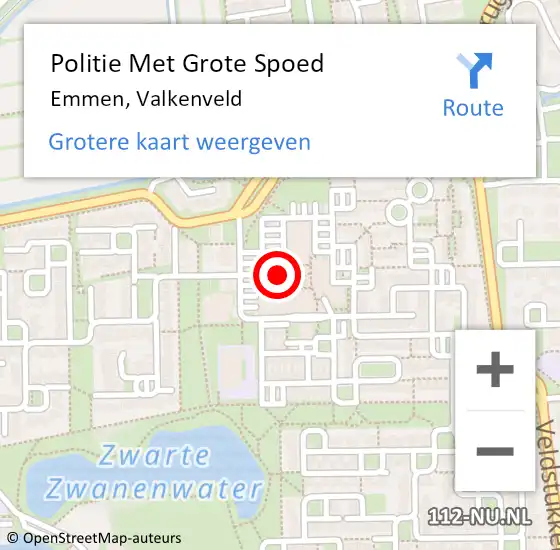 Locatie op kaart van de 112 melding: Politie Met Grote Spoed Naar Emmen, Valkenveld op 2 december 2023 13:36