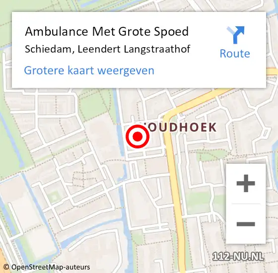 Locatie op kaart van de 112 melding: Ambulance Met Grote Spoed Naar Schiedam, Leendert Langstraathof op 2 december 2023 14:01