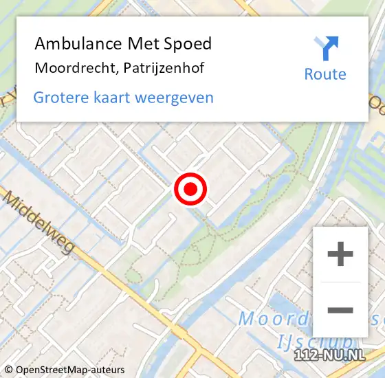 Locatie op kaart van de 112 melding: Ambulance Met Spoed Naar Moordrecht, Patrijzenhof op 2 december 2023 14:05