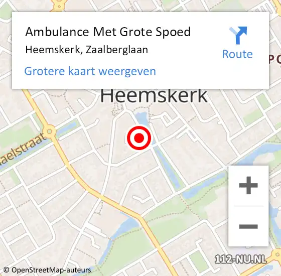 Locatie op kaart van de 112 melding: Ambulance Met Grote Spoed Naar Heemskerk, Zaalberglaan op 2 december 2023 14:18