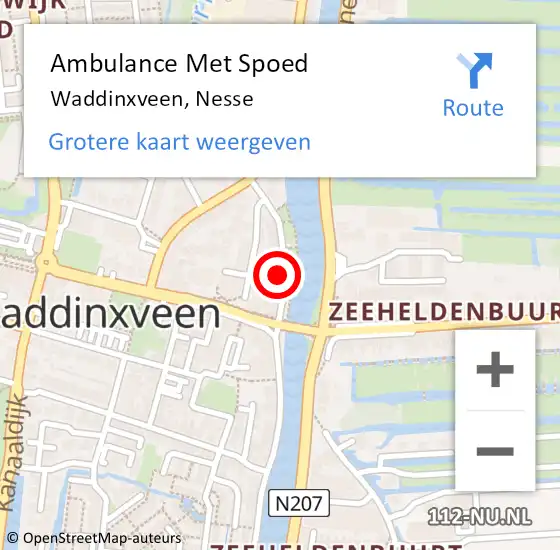 Locatie op kaart van de 112 melding: Ambulance Met Spoed Naar Waddinxveen, Nesse op 2 december 2023 14:32