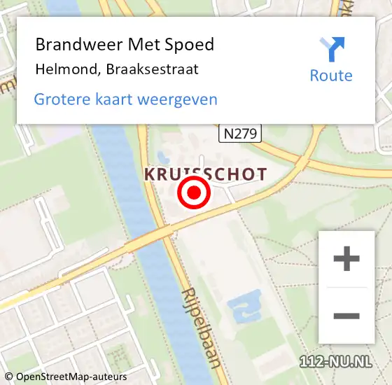 Locatie op kaart van de 112 melding: Brandweer Met Spoed Naar Helmond, Braaksestraat op 2 december 2023 14:35