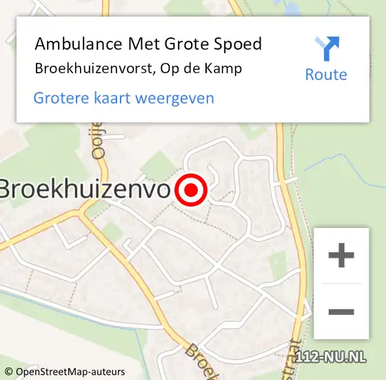 Locatie op kaart van de 112 melding: Ambulance Met Grote Spoed Naar Broekhuizenvorst, Op de Kamp op 17 september 2014 09:21