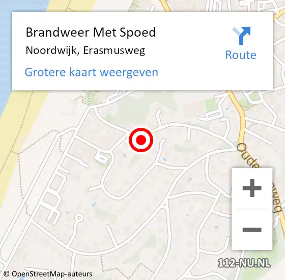 Locatie op kaart van de 112 melding: Brandweer Met Spoed Naar Noordwijk, Erasmusweg op 2 december 2023 14:38