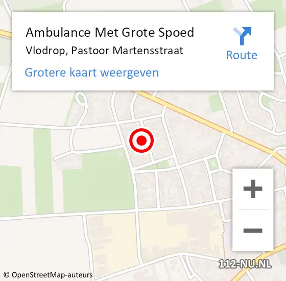 Locatie op kaart van de 112 melding: Ambulance Met Grote Spoed Naar Vlodrop, Pastoor Martensstraat op 2 december 2023 14:39