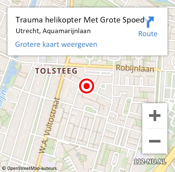 Locatie op kaart van de 112 melding: Trauma helikopter Met Grote Spoed Naar Utrecht, Aquamarijnlaan op 2 december 2023 14:44