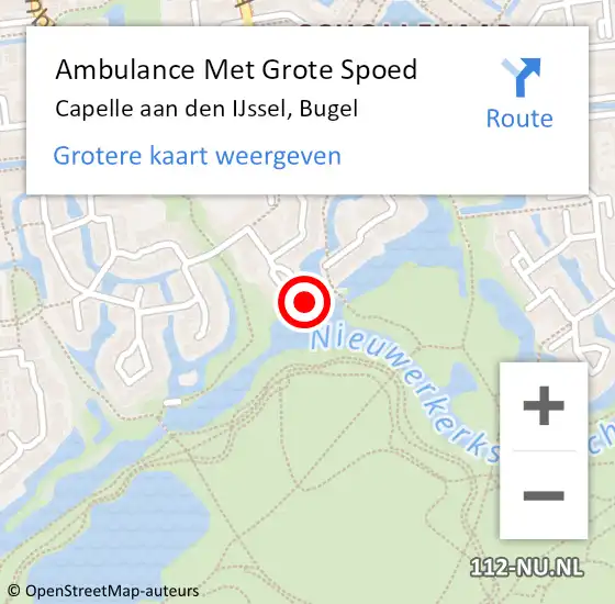 Locatie op kaart van de 112 melding: Ambulance Met Grote Spoed Naar Capelle aan den IJssel, Bugel op 2 december 2023 14:46