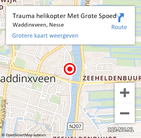 Locatie op kaart van de 112 melding: Trauma helikopter Met Grote Spoed Naar Waddinxveen, Nesse op 2 december 2023 14:52