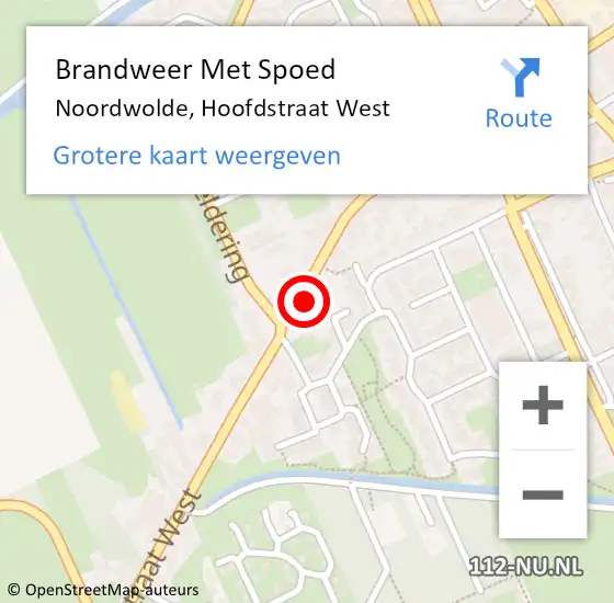 Locatie op kaart van de 112 melding: Brandweer Met Spoed Naar Noordwolde, Hoofdstraat West op 2 december 2023 14:54
