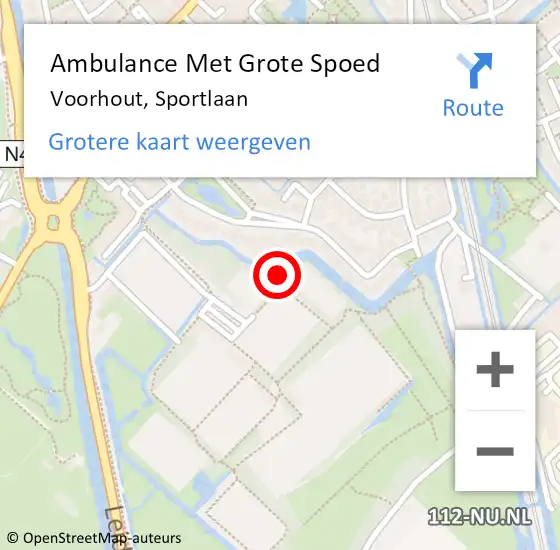 Locatie op kaart van de 112 melding: Ambulance Met Grote Spoed Naar Voorhout, Sportlaan op 17 september 2014 09:24