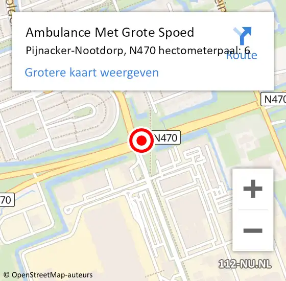 Locatie op kaart van de 112 melding: Ambulance Met Grote Spoed Naar Pijnacker-Nootdorp, N470 hectometerpaal: 6 op 2 december 2023 16:09