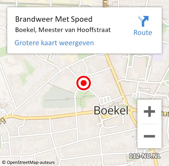 Locatie op kaart van de 112 melding: Brandweer Met Spoed Naar Boekel, Meester van Hooffstraat op 2 december 2023 16:21