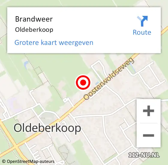 Locatie op kaart van de 112 melding: Brandweer Oldeberkoop op 2 december 2023 16:28