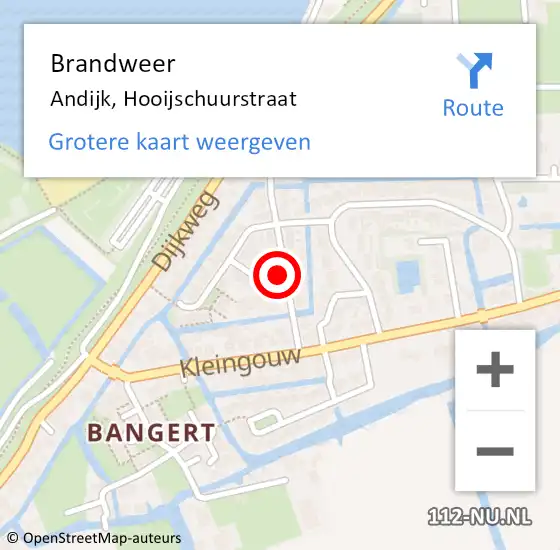 Locatie op kaart van de 112 melding: Brandweer Andijk, Hooijschuurstraat op 17 september 2014 09:33