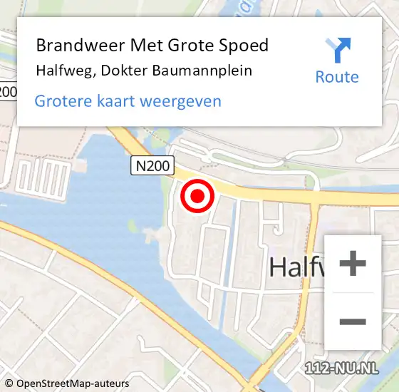 Locatie op kaart van de 112 melding: Brandweer Met Grote Spoed Naar Halfweg, Dokter Baumannplein op 2 december 2023 17:02