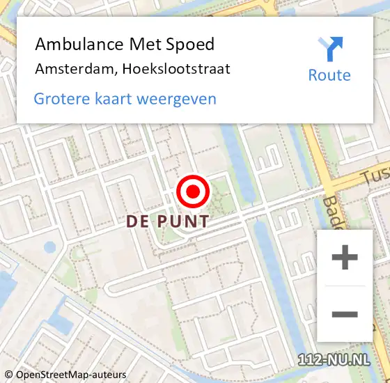 Locatie op kaart van de 112 melding: Ambulance Met Spoed Naar Amsterdam, Hoekslootstraat op 2 december 2023 17:06