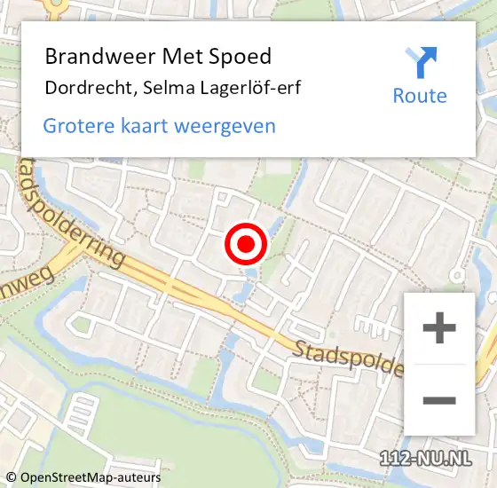 Locatie op kaart van de 112 melding: Brandweer Met Spoed Naar Dordrecht, Selma Lagerlöf-erf op 2 december 2023 17:23