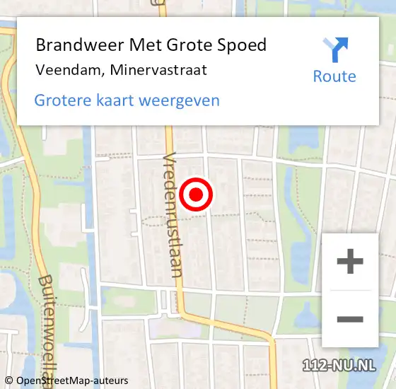 Locatie op kaart van de 112 melding: Brandweer Met Grote Spoed Naar Veendam, Minervastraat op 2 december 2023 17:39