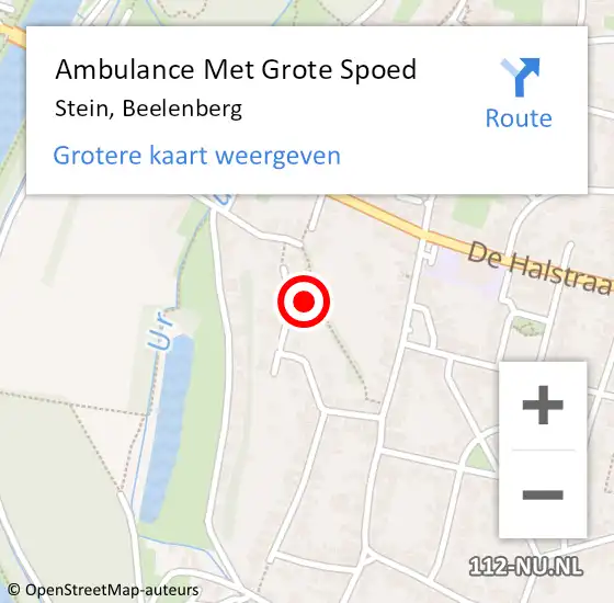 Locatie op kaart van de 112 melding: Ambulance Met Grote Spoed Naar Stein, Beelenberg op 17 september 2014 09:40