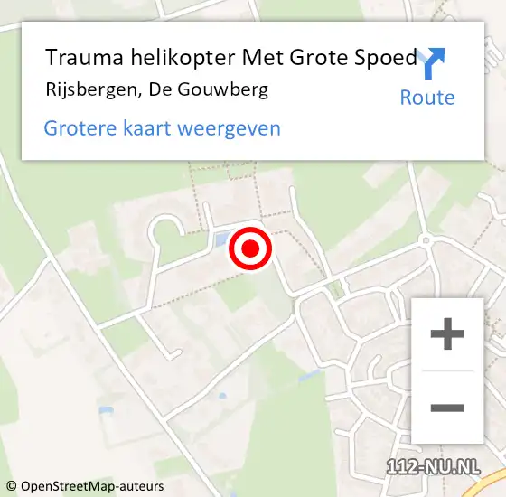 Locatie op kaart van de 112 melding: Trauma helikopter Met Grote Spoed Naar Rijsbergen, De Gouwberg op 2 december 2023 17:54