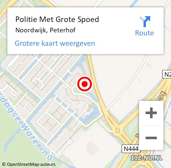 Locatie op kaart van de 112 melding: Politie Met Grote Spoed Naar Noordwijk, Peterhof op 2 december 2023 18:11