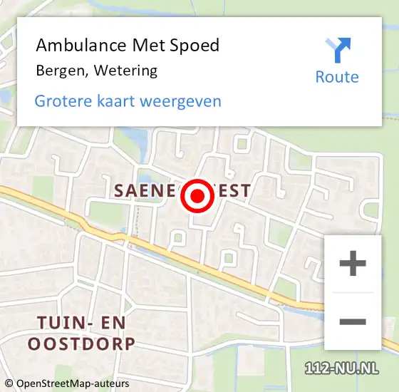 Locatie op kaart van de 112 melding: Ambulance Met Spoed Naar Bergen, Wetering op 2 december 2023 18:23