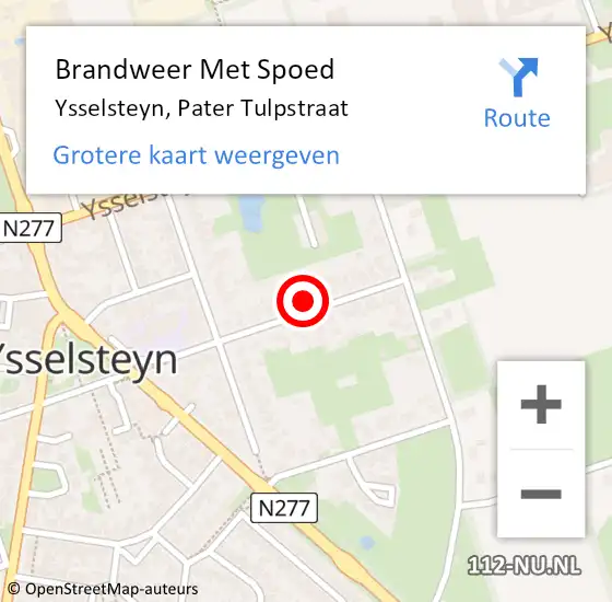 Locatie op kaart van de 112 melding: Brandweer Met Spoed Naar Ysselsteyn, Pater Tulpstraat op 2 december 2023 18:26