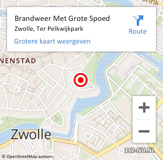 Locatie op kaart van de 112 melding: Brandweer Met Grote Spoed Naar Zwolle, Ter Pelkwijkpark op 2 december 2023 18:43