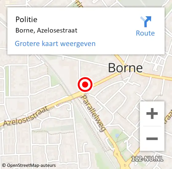 Locatie op kaart van de 112 melding: Politie Borne, Azelosestraat op 2 december 2023 18:59