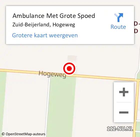 Locatie op kaart van de 112 melding: Ambulance Met Grote Spoed Naar Zuid-Beijerland, Hogeweg op 2 december 2023 19:16