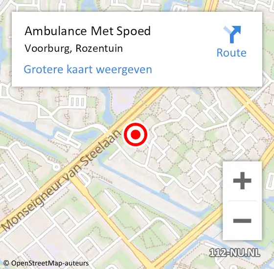 Locatie op kaart van de 112 melding: Ambulance Met Spoed Naar Voorburg, Rozentuin op 2 december 2023 19:20