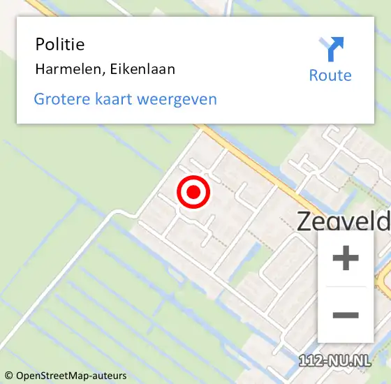 Locatie op kaart van de 112 melding: Politie Harmelen, Eikenlaan op 2 december 2023 19:44