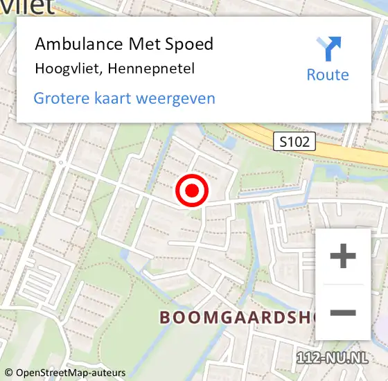 Locatie op kaart van de 112 melding: Ambulance Met Spoed Naar Hoogvliet, Hennepnetel op 2 december 2023 20:05