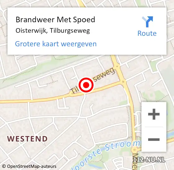 Locatie op kaart van de 112 melding: Brandweer Met Spoed Naar Oisterwijk, Tilburgseweg op 2 december 2023 20:06