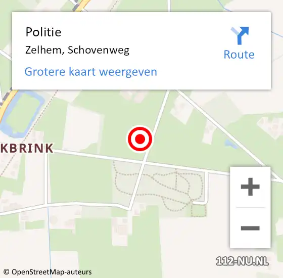 Locatie op kaart van de 112 melding: Politie Zelhem, Schovenweg op 2 december 2023 20:10