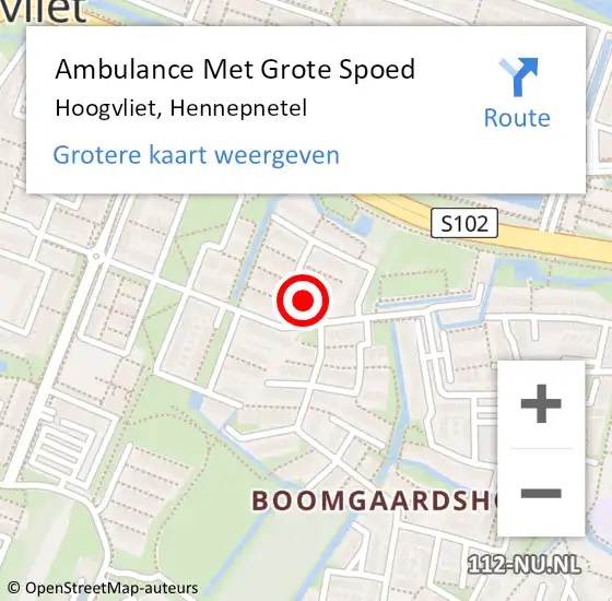 Locatie op kaart van de 112 melding: Ambulance Met Grote Spoed Naar Hoogvliet, Hennepnetel op 2 december 2023 20:23